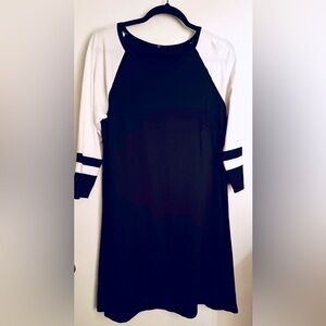Gently used Express size Large black and white, 3/4 sleeve dress